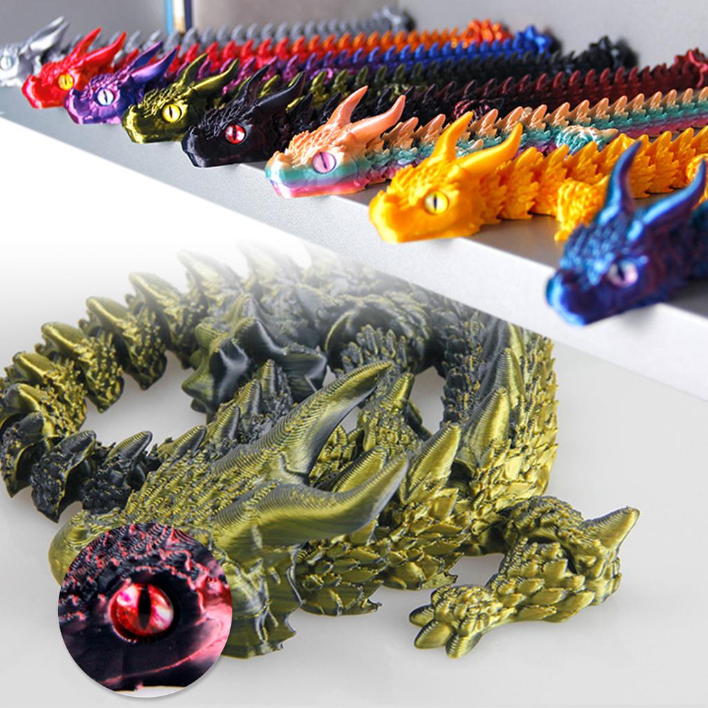 Metallic Dragon Fidgets Toy Flexible Stress Relief Figurine for Kids and Adults Portable Articulated Design