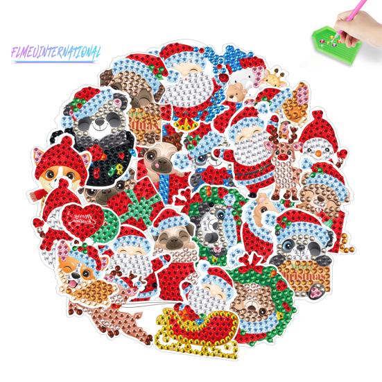 1 Set Diamant-Malerei-Aufkleber zum Selbermachen, Cartoon-Muster, Weihnachten, Strass-Aufkleber-Set für Urlaubsdekoration