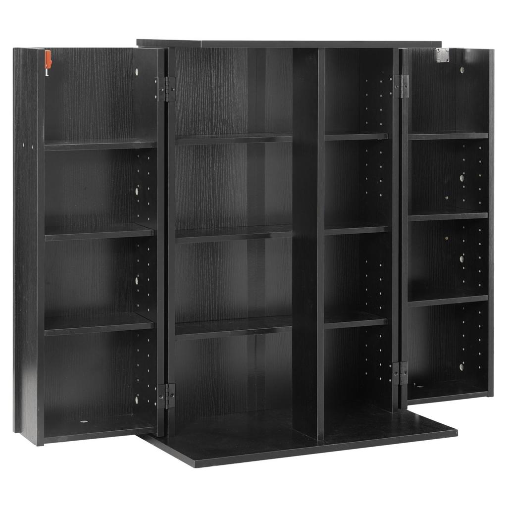 Media Storage Cabinet, 4-Tier DVD Shelf Organizer, 610 X 368 X 846 Mm Multimedia Storage Organizer for CDs, DVDs, Books, Games, CD Shelf for Living