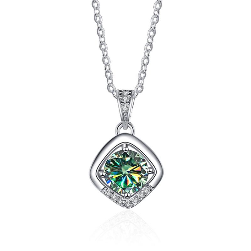 Bague Ringen 1ct VVS D Colored Moissanite Diamond Necklace For Women Silver 925 Jewelry Female Simple Temperament Clavicle Chain