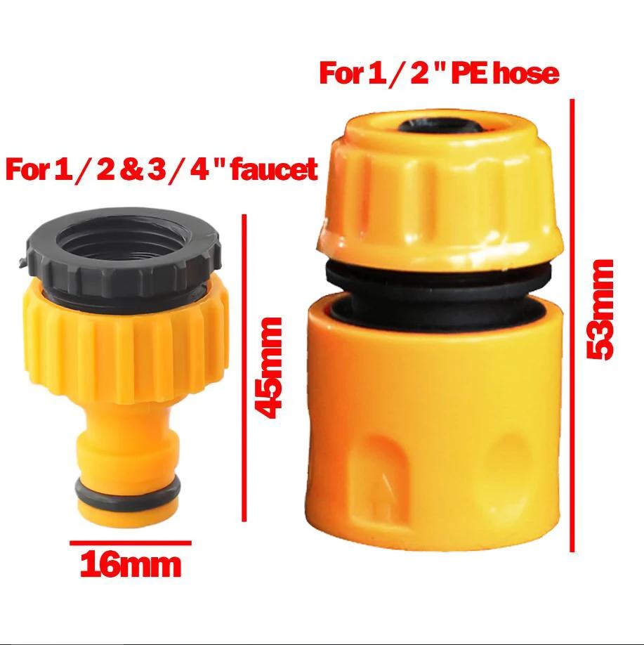 2025 Quick hose connector, 3/4 and 1/2 inch garden irrigation faucet adapter, threaded faucet connector.