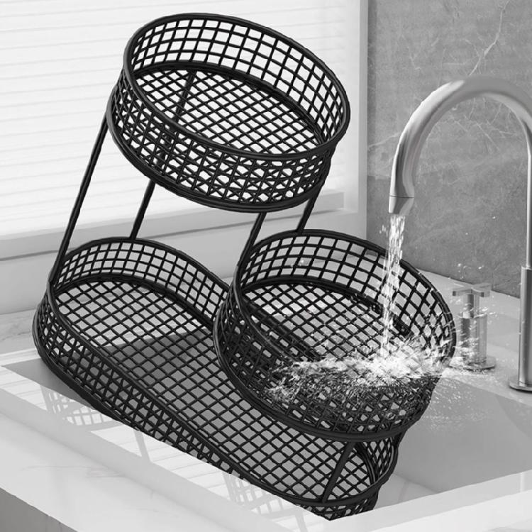 Contemporary Tiered Metal Serving Dish for Fruits Bolts Kitchen Counter Organization