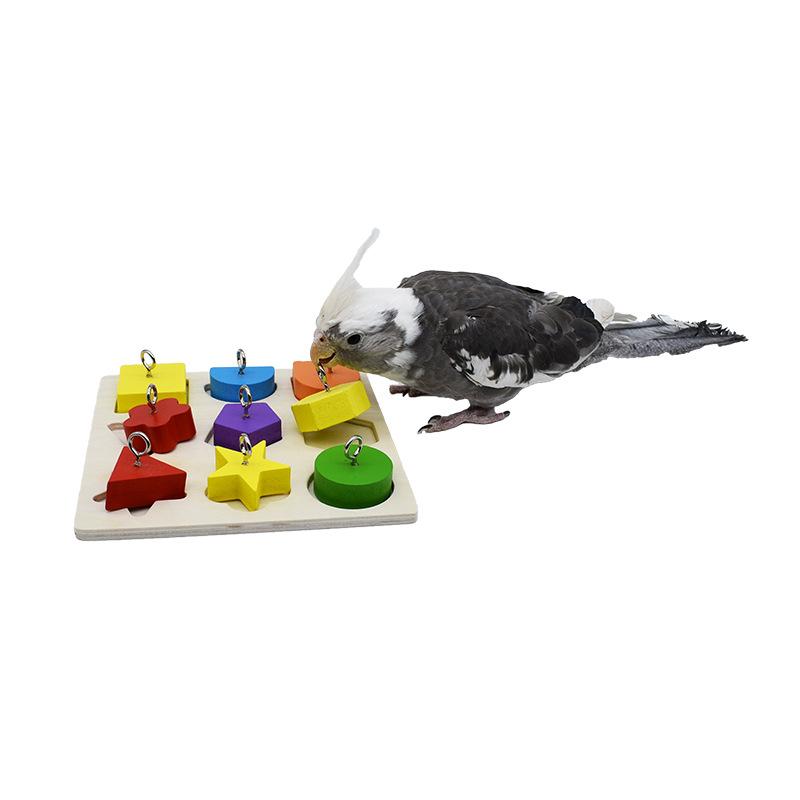 Parrot Educational Toys Parrot Interactive Rattan Toys Wooden Block Birds Puzzle Toy Bird Supplies