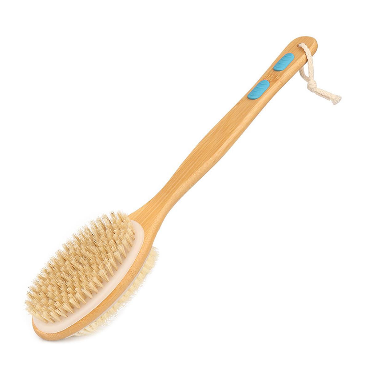 

1pcs Wooden Bath Brush with Bristles Long Handle for Shower Back Scrubber Body Exfoliator, Hanging, soft and firm bristles
