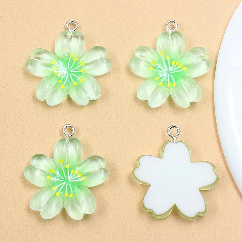 DIY Resin Plant Charm: Transparent Lotus & Cherry Blossom Five-Petal Flower Pendants