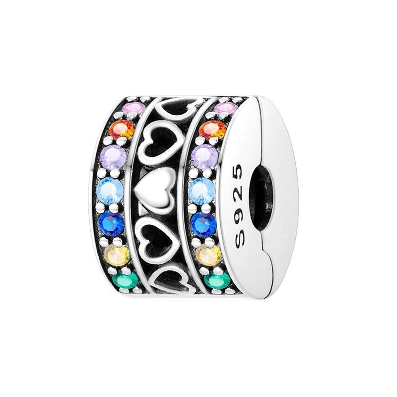 S925 silber bunte liebe clip perlenschnur DIY armband halskette