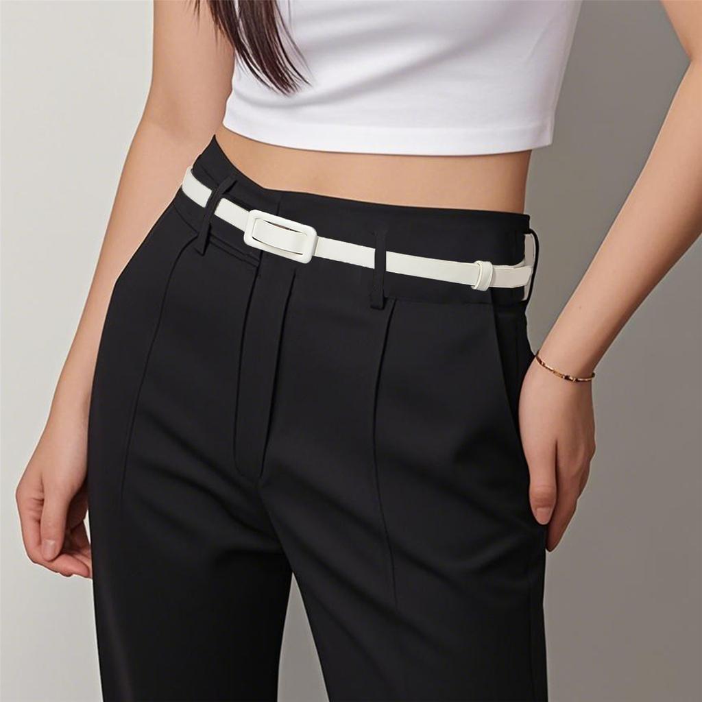 Stylish Adjustable PU Leather Waist Belt for Women Lightweight Thin Design Waistband for Casual Office Travel Outfit