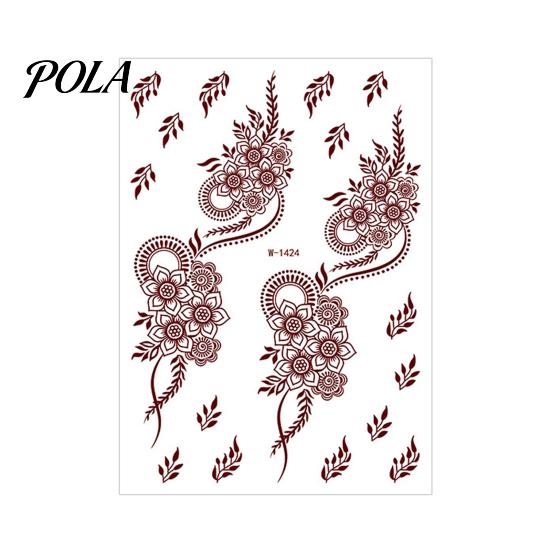 Henna Tattoo Stickers, Red Brown Waterproof Lace Temporary Tattoos, Indian Mehndi Body Art for Hands Feet, Festival Makeup