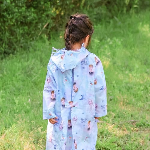Skater Children's Raincoat, Fits Girls' Heights 110-125cm, Disney Frozen Design, RACO1M, Can Be Put On or Removed While Wearing a School Backpack