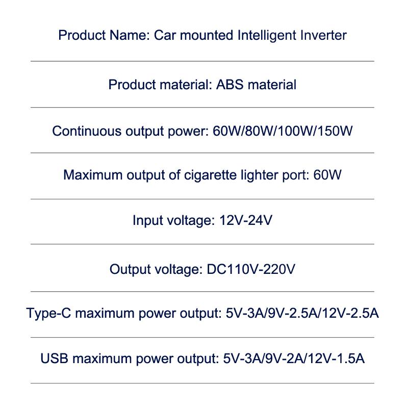150W Car Inverter Dc12V/24V To 220V Converter Led Display Sockets Independent Switch Power Inverter Adapter Usb Type-C Charger