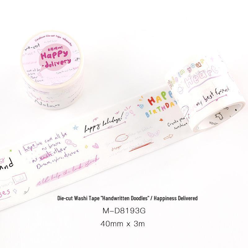 Letter Lover Die-Cut Washi Tape: Hand-Drawn Graffiti Korean Style for Journals & Phone Collages 40mm x 3m