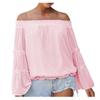 Fashion Flared Long-sleeved Chiffon Off-the-shoulder Neckline Hollow Loose Top