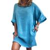Casual Dress Loose Fit Split Hem Mid-long Sleeves No Shrinkage Casual