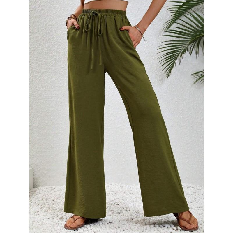 Comfortable Women's Long Pants New Versatile Wide Leg Pants Solid Color Casual Pants