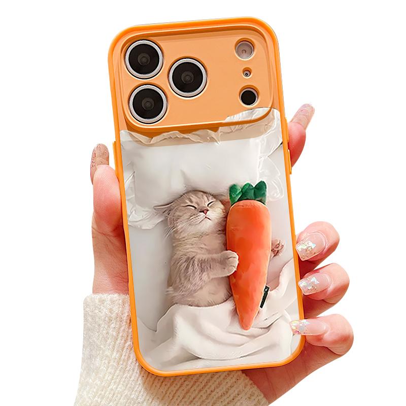 Magnetic For Magsafe Case For iPhone 17 Pro Max Sleeping Cat Carrot Pattern Skin Feeling Cover For iPhone 16 15 14 13 Pro Max