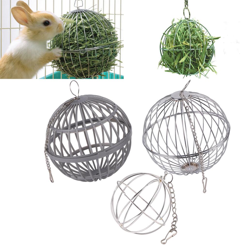 1 Stück Kaninchen Heufutterball Edelstahl Hängender Grasspender Meerschweinchen Kleintier Futterspender Auslaufsicher Käfigspielzeug