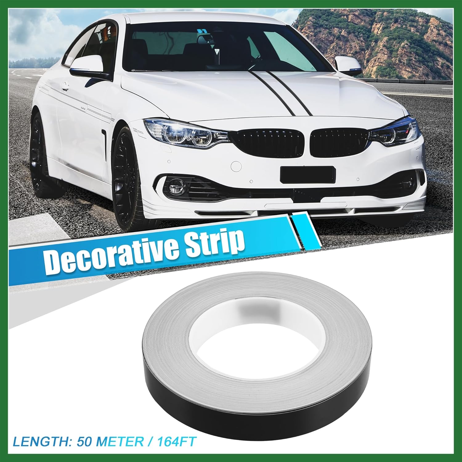 

Motoforti 0.8 Width 164ft Decorative Strips Waterproof Reflective Tape Sticker Warning Tape Black for Car Motorcycle Long-Lasting