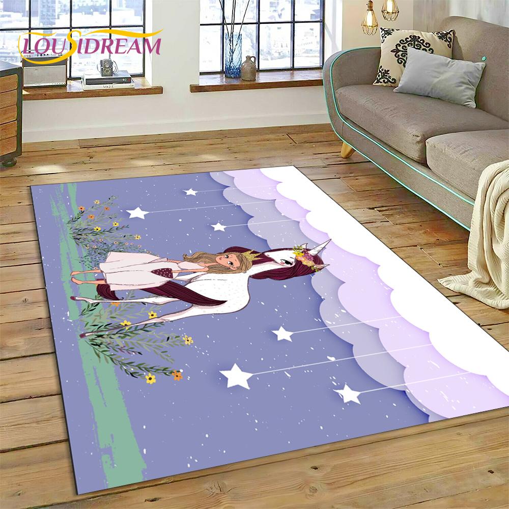 Cute Dream Ballet Girl Ballerina Fairy Cartoon Rug Carpet for Living Room Bedroom Decor,Non-slip Decoration for Sofa Doormat Kid