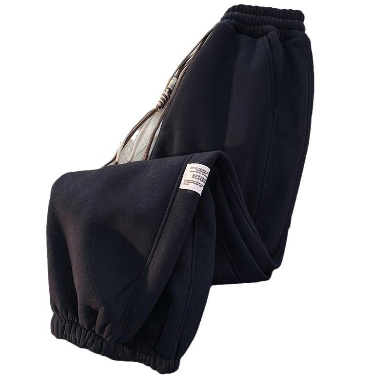 Men's Fleece-Lined Thickened Sweatpants: Autumn/Winter 2024, Loose Straight-Leg Cuffed Casual Sports Pants