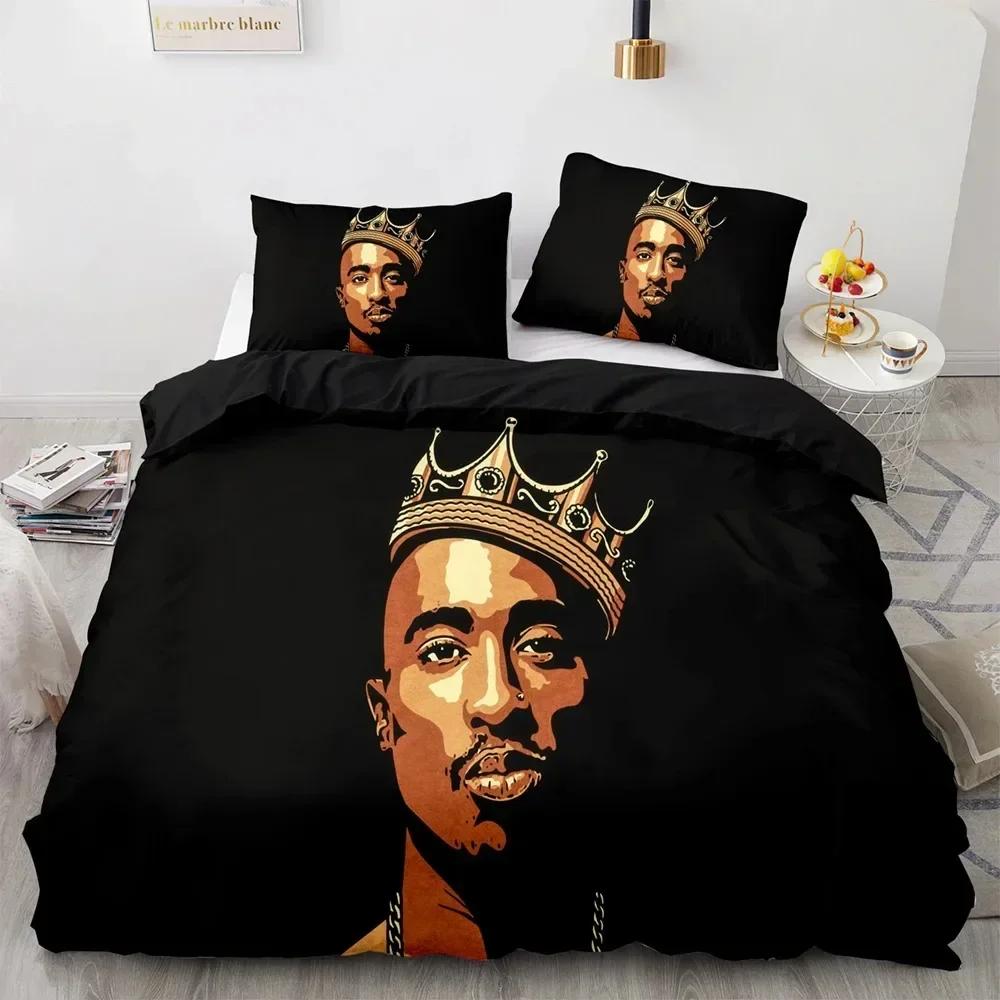3D Print Tupac Shakur Rapper 2Pac Comfortable Duvet Quilt Cover Pillowcase Bedding Set Children Bedroom Decoration Home Textile