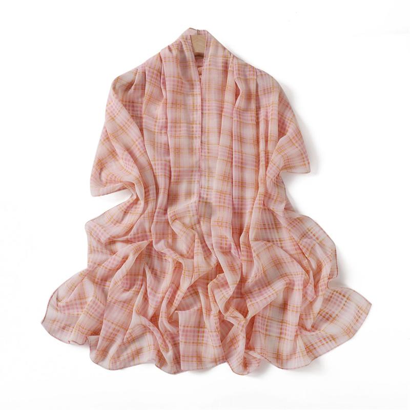 175*70CM New Plaid Print Islam Long Chiffon Scarf Wrapped Scarf Muslim Women's Hijabs Shawl Ramadan Female