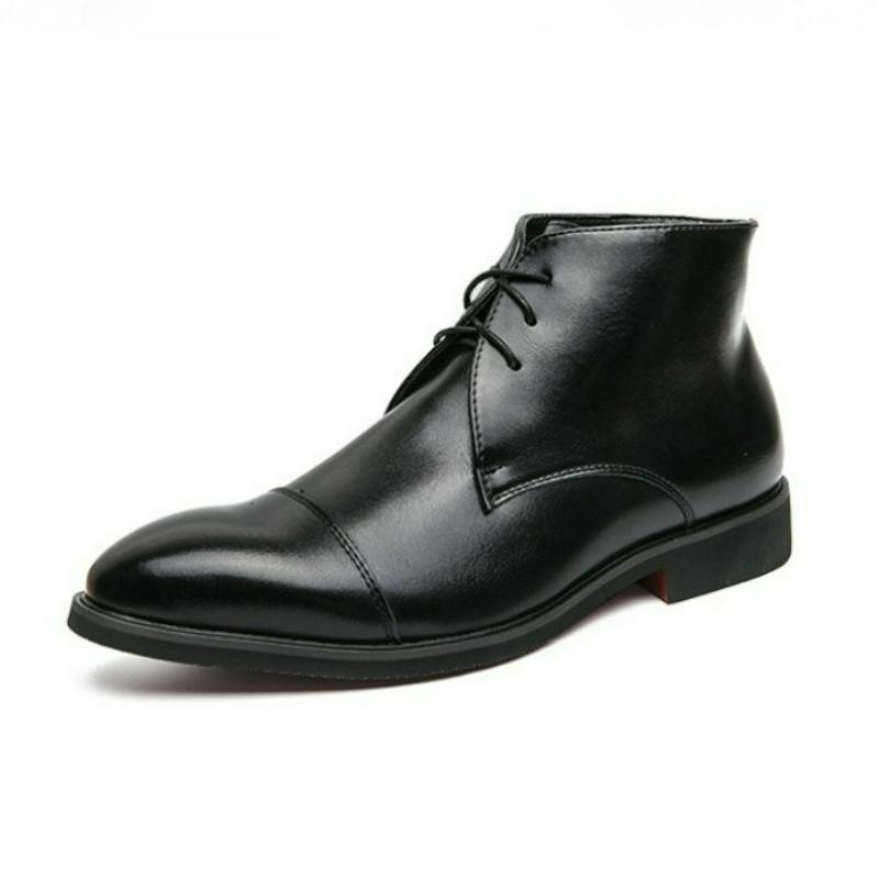 Stivali da Uomo Stringati Stivaletti alla Caviglia Punta Classica Appuntita Pelle Eleganti Stivali Alti Solidi Business Stivale Fatto a Mano Suola Rossa Scarpe da Uomo