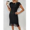 New Spring/Summer Fashion Women's Knitted Long Skirt Tassel Solid Color Dress Knitwear
