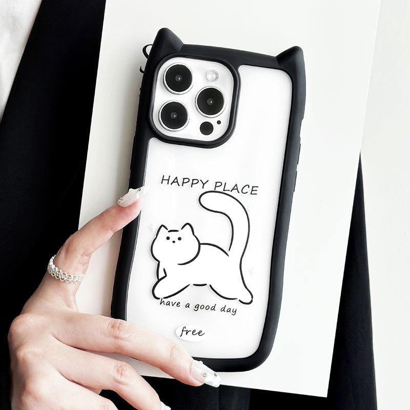 Zhitai Creative Cat Ear Case for iPhone 14/15 Pro Max/13/12 - Cartoon Design