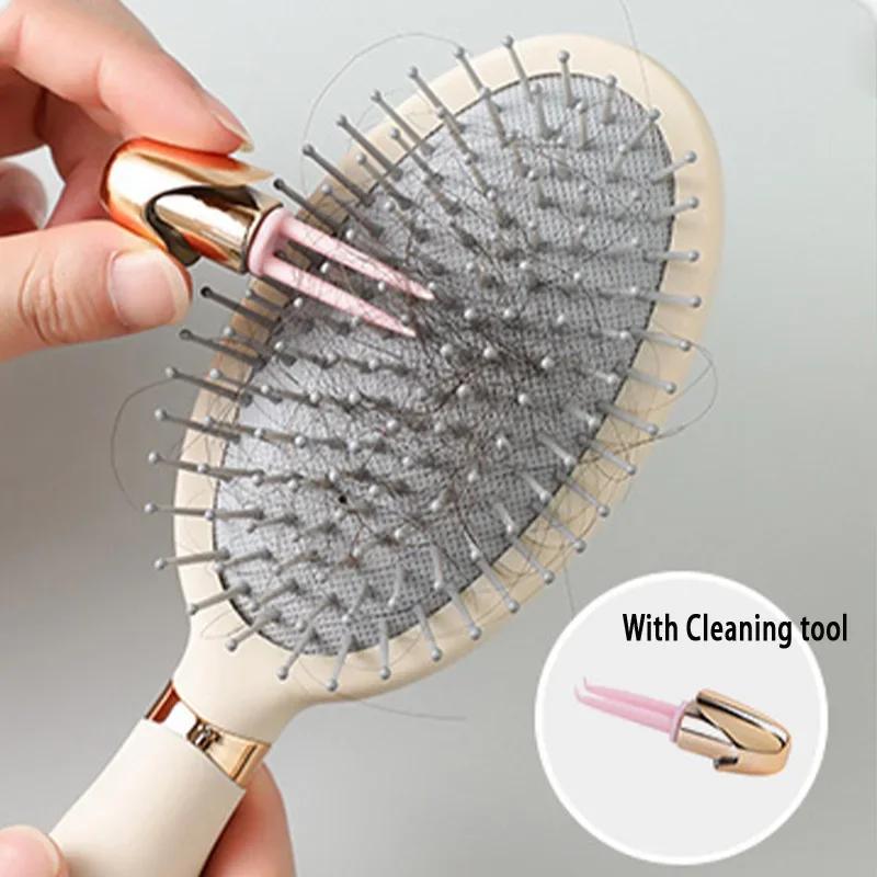 Pieptene drăguț cu pernă de aer, antistatic, cu aerisire, pentru masaj, pentru acasă, pentru femei, pentru păr lung și pufos, perie de păr pentru ondulat cu instrument de curățare