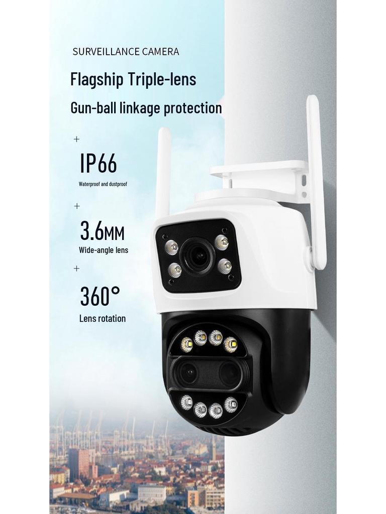 360° Panoramic Outdoor HD Triple-Lens Remote Camera