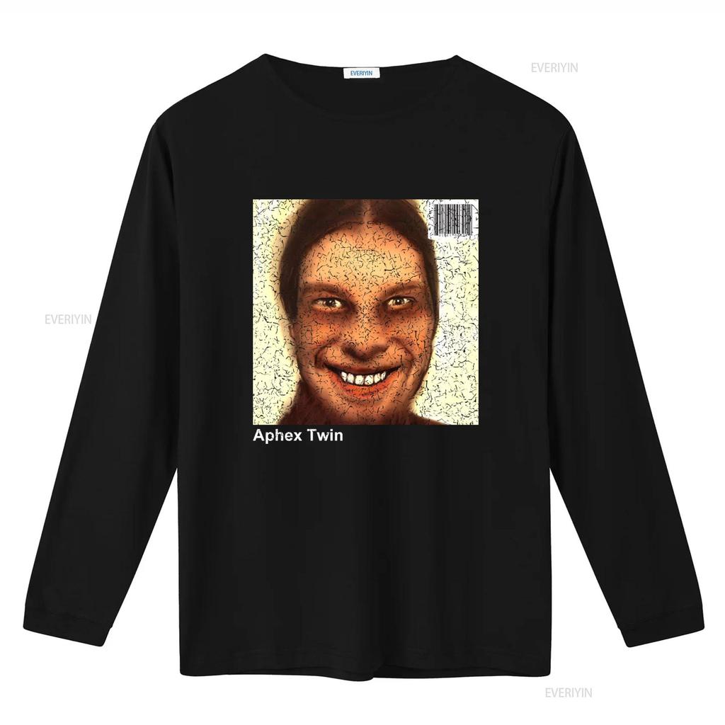 Retro Aphex Twin 1990er Album Cover T-Shirt Vintage Stil Druck für Musikliebhaber Vintage Gewaschenes Oberteil für den Alltag Mann
