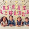 Pajean 57 Pcs Cowgirl Party Decorations with LED Light Pink Boot Hanging Swirls Decorations Western Cowgirl Boot Hanging Banner for Western Baby
