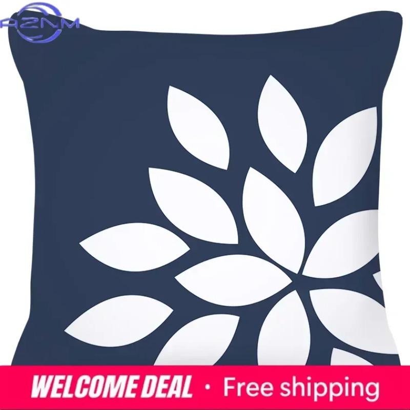 Pillowcase Navy Blue Geometric Pattern Decorative Home