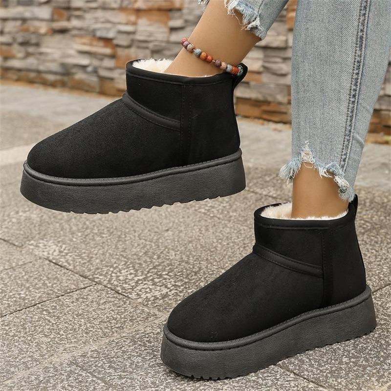 Women's EU‑Size Platform Snow Boots, Winter Fleece‑Lined Thickened Warm Cotton Shoes, New Anti‑Slip Winter Boots for Northeast Cold Weather