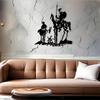 1 Stück 2D Flach Don Quijote Sancho Pansa Metall Wandkunst Schwarze Silhouette Dekorative Plakette für Wohnzimmer Arbeitszimmer Flur