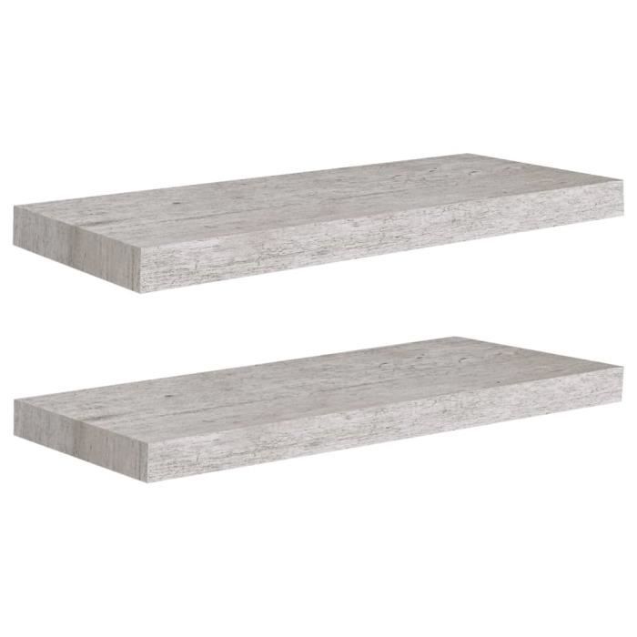 VidaXL Étagères murales flottantes 2 pcs Gris béton 60x23,5x3,8 cm MDF