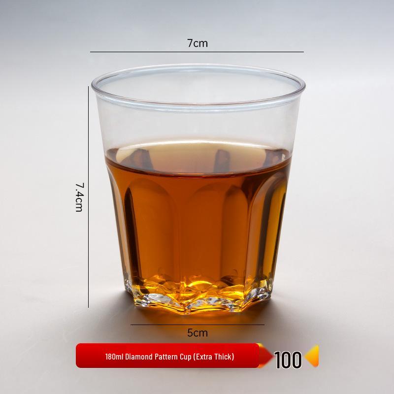 Aviation-Grade High-Transparency Disposable Water Cup: Durable, Thickened, Octagonal Design for Household and Bar Use, Resistant to High Temperatures.