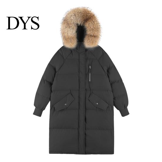Versatile Cotton Coat Winter Women Jacket with Furry Hood Long Sleeves Pockets Heat Parka Retention Knee Length Zip-up Padded Solid Color Windproof