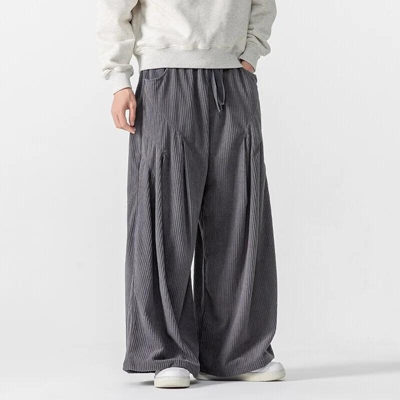 Heren Effen Kleur Corduroy Harembroek Heren Casual Oversized Wijde Pijpen Broek Mannelijke Oversized Jogger Harajuku Broek Heren Broek