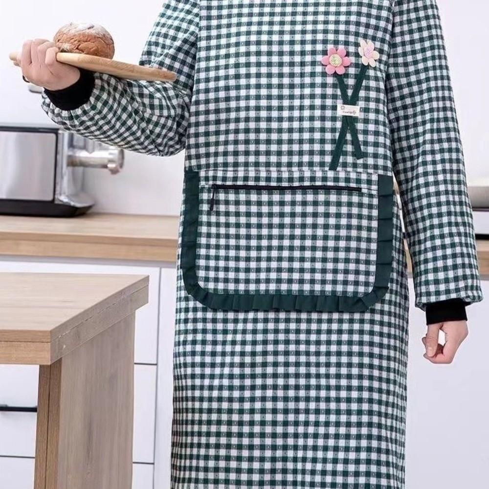 Stain-proof Kitchen Cooking Apron Waterproof Catering Work Clothes Long-sleeved Apron Baking