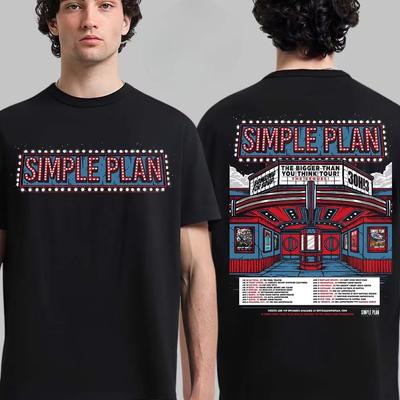 Simple Plan The Bigger Than You Think Tour Grafik T-Shirt Theater-Markise PopPunk Streetwear Lässig Unisex