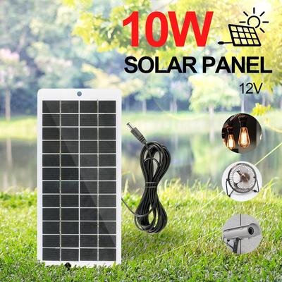 Panou Solar Policristalin 10W 12V cu Cablu DC de 3m pentru Monitorizare Exterioară, Încărcare Telefon Mobil, Computer și Lampă