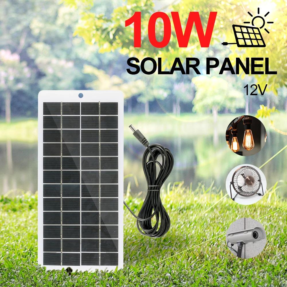 10W 12V Polycrystalline Solar Panel with 3m DC Cable for Outdoor Monitoring, Mobile Phone, Computer, and Lamp Charging