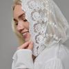 Embroidery Lace Turban Veils Latin Mass Scarf Head Covering Bridal Shower Head Scarf for Religious Church Event Gathering