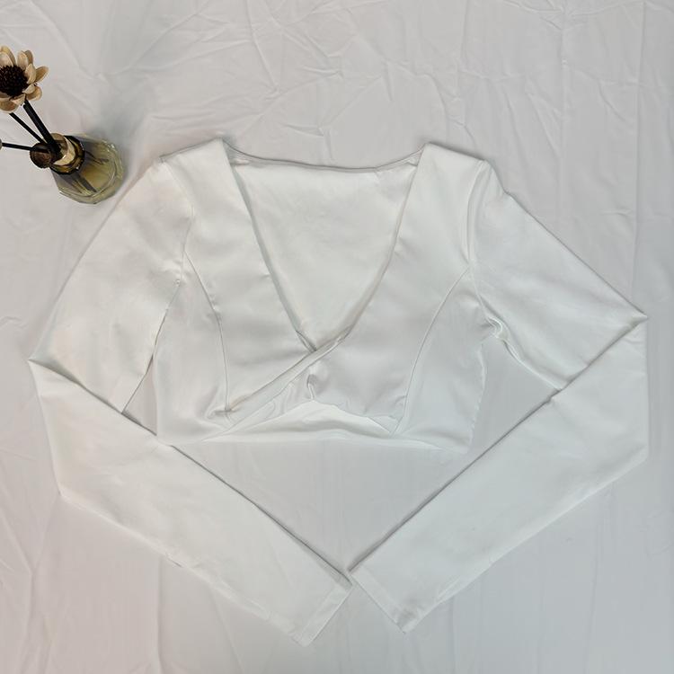 

Новая весенняя одежда для йоги: С коротким/длинным рукавом, сексуальная, с подкладкой, удобная женская одежда для фитнеса. Medium белый