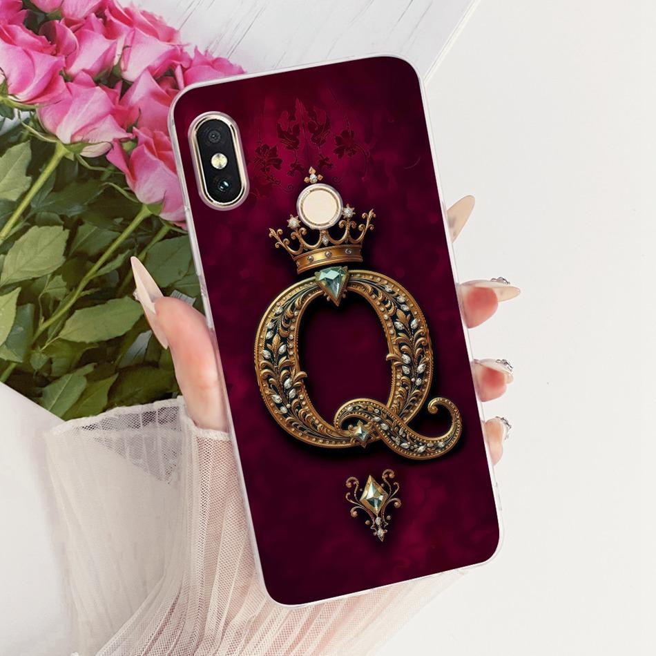 For Xiaomi Redmi Note 6 Pro Royal Crown Initial Letter Couple Phone Case For Redmi Note6 Soft Silicone TPU Covers Bumpers