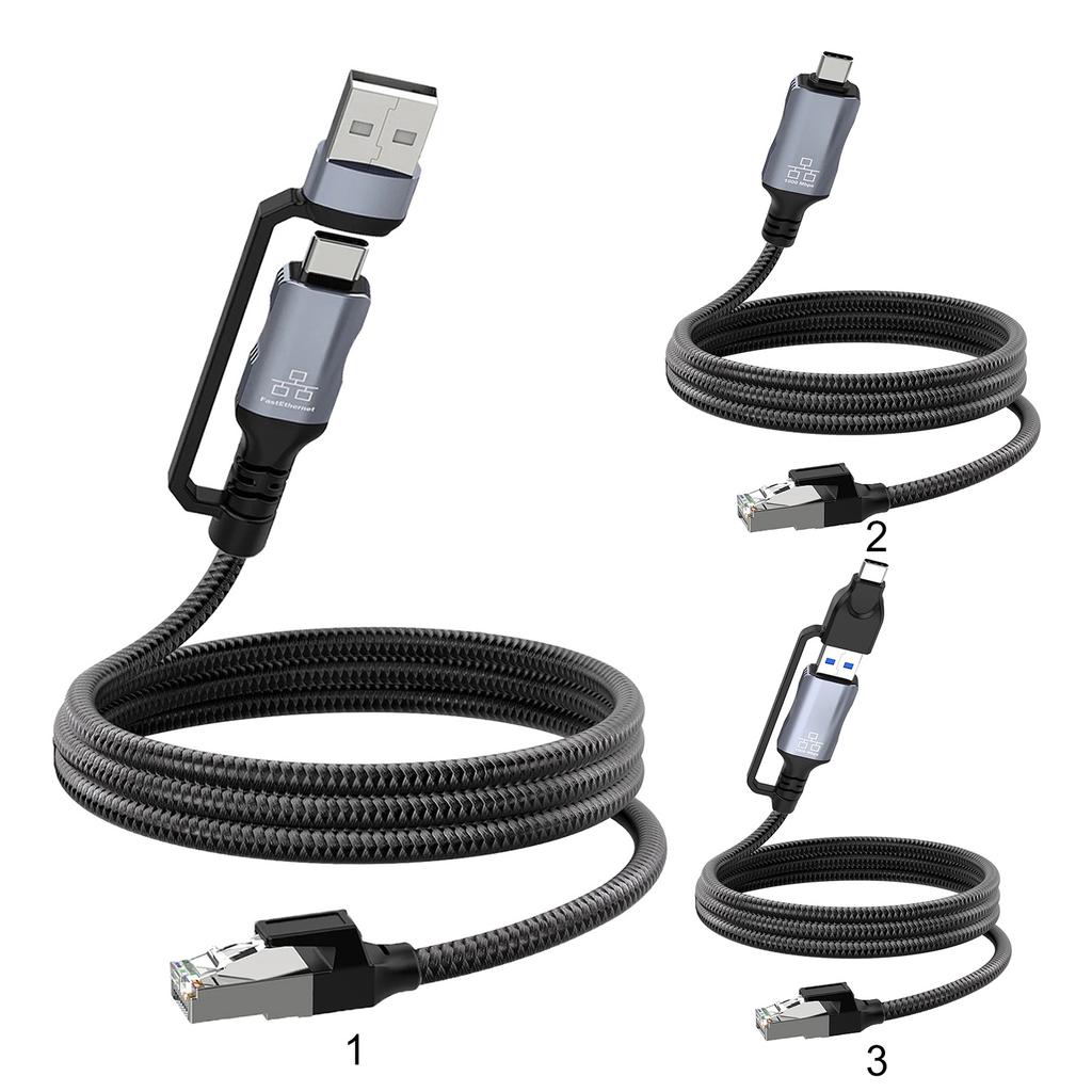 1.8m USB Type-C To RJ45 Cord Directly Connected USB+Type C Ethernet Adapter Cord Compatible for Laptop PC Switch Router and More
