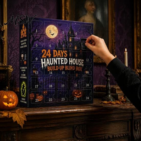 Halloween-Mitgebsel für Kinder Adventskalender 2026, 24 Tage Countdown mit sicheren Spielzeugen Kinder Sammler Mini-Figuren, Gruselige Puppenfiguren Kinder,