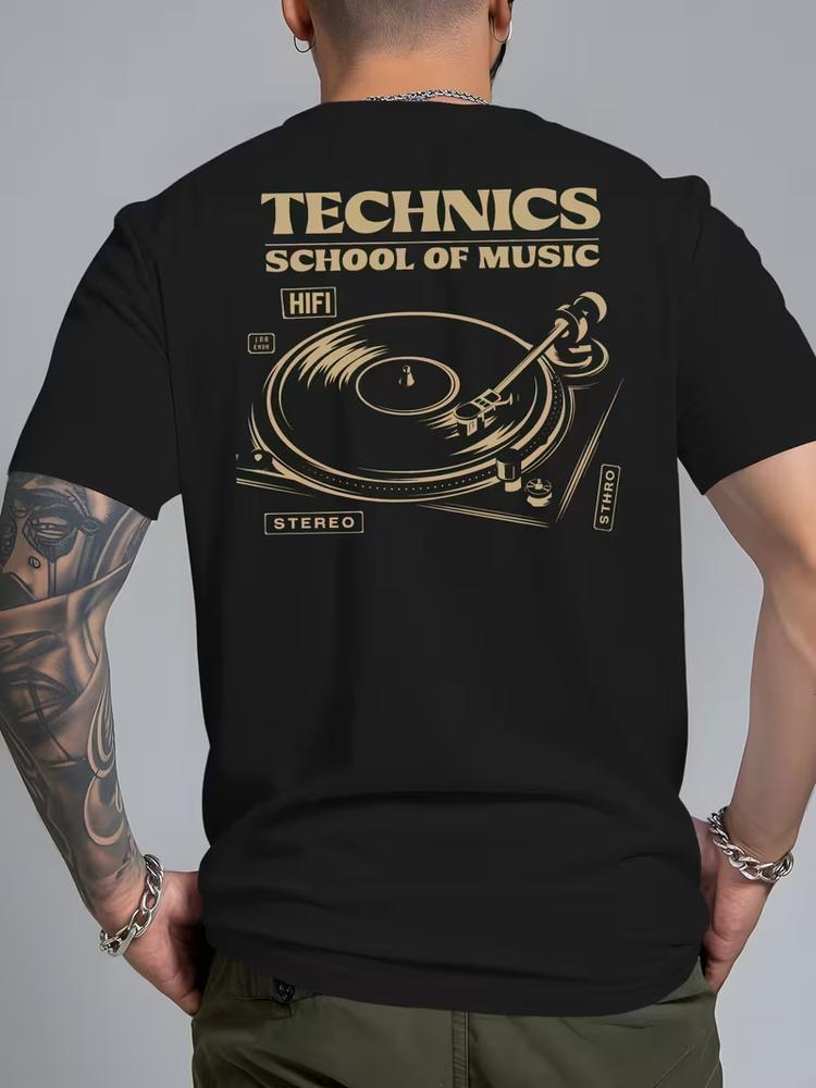 UnisexS Technics School Of Music Graphic TShirt Crew Neck Short Sleeve Top Tee S