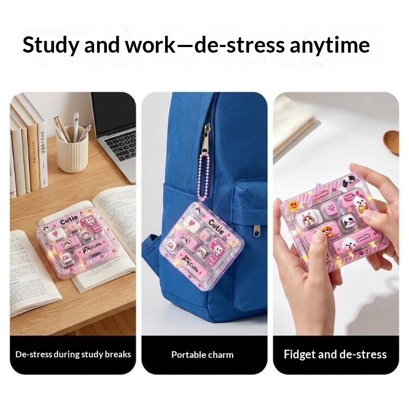 7 Grid Keycap Clicker Anti Stress Fidget Keyboard Keychain Decompression Button Hand Relax Party Favor Gift